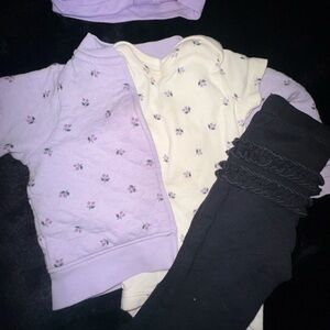 Carters 6m Purple Baby Outfit Set with Black Leggings